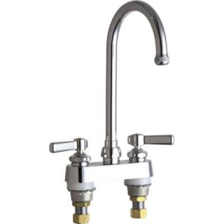 Chicago Faucets 4 in. Centerset 2 Handle High Arc Bathroom Faucet in Chrome with 5 1/4 in. Rigid/Swing Gooseneck Spout 526 GN2AE1ABCP
