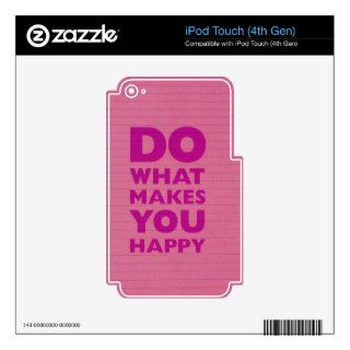 Do What Make You Happy Pink Notebook Paper iPod Touch 4G Decal