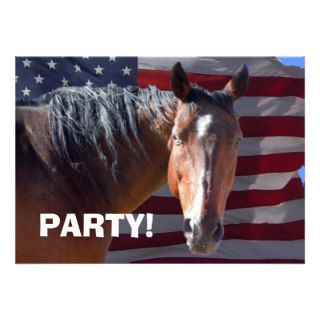 Big Bay Horse & U.S. Flag   Western Party Invitations