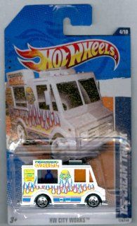 2011 HOT WHEELS HW CITY WORKS 174/244 WHITE FRIBURGER'S GRILL ICE CREAM TRUCK 4/10 Toys & Games
