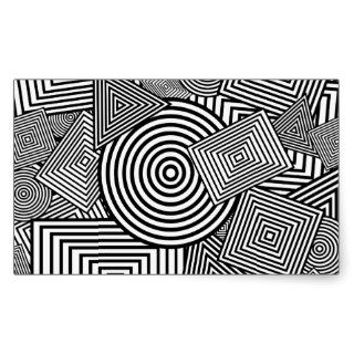 Geometric Shapes Collage (Black & White) Rectangular Stickers