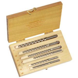 Alvord Polk 155 S 09 High Speed Steel Taper Pin Reamer Set, Left Hand Helical Flute, Uncoated Finish, 5 Piece, #0   #5 Taper Pin Sizes in Wood Case