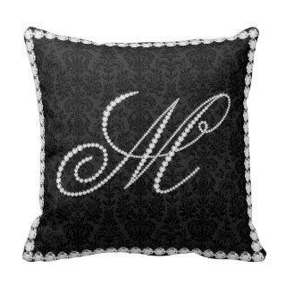Elegant Letter M Sparkling Diamonds  Monogram Pillows