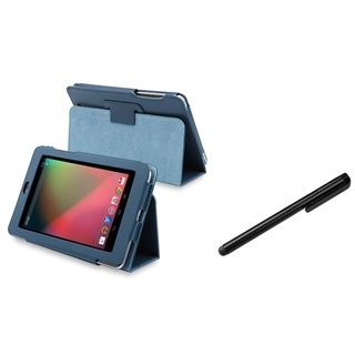 BasAcc Blue Leather Case/ Black Stylus for Google Nexus 7 BasAcc Tablet PC Accessories