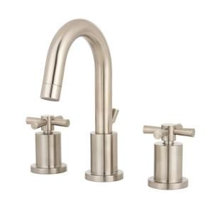 Belle Foret Schon Brass Works 8 in. Widespread 2 Handle High Arc Bathroom Faucet in Satin Nickel DISCONTINUED FW0CD206BNV