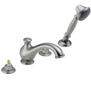 Delta Leland 2 Handle Deck Mount Roman Tub and Shower Faucet Trim Kit Only in Stainless (Valve and Handles Not Included) T4778 SSLHP