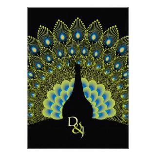 Black Peacock Wedding Invitation