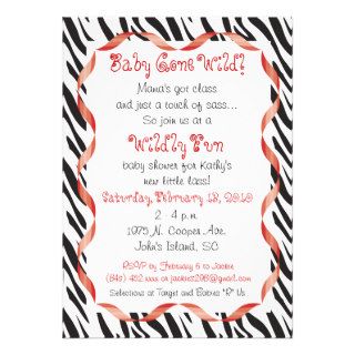 Zebra Print & Red Ribbon Baby Shower Invitation