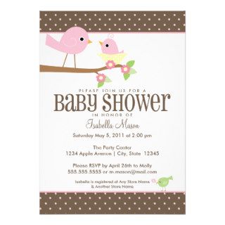 5 x 7 Momma & Baby Bird  Baby Shower Invite