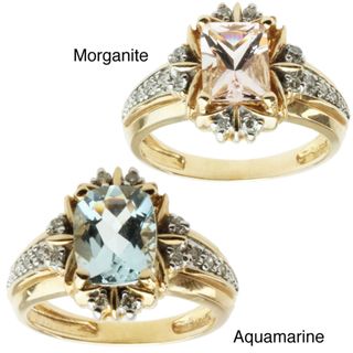 Michael Valitutti 14k Yellow Gold Morganite or Aquamarine and Diamond Ring Michael Valitutti Gemstone Rings
