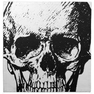 Black and White Vintage Skull Illustration Cloth Napkin