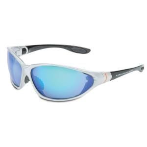 Harley Davidson HD1300 Series Safety Glasses with Blue Mirror Tint Anti Fog Lens and Black/Silver Frame HD1302