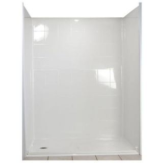 Ella Standard 31 in. x 60 in. x 77 1/2 in. 5 Piece Barrier Free Roll In Shower System in White with Left Drain 6030 BF 5P 1.0 L WH STD