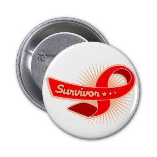 AIDS HIV Survivor Ribbon Pinback Buttons