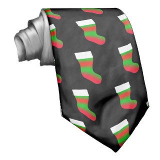 Tacky Red & Green Stocking Ugly Christmas Custom Ties