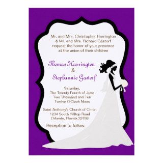 5x7 Dark Purple Bride Wedding Invitation