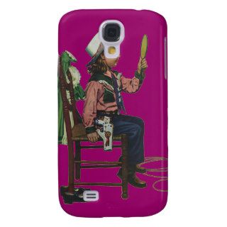 Vintage Girl Cowgirl Looking  Mirror She's so Vain Galaxy S4 Cases