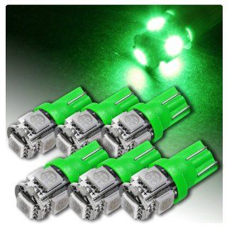 6 x 5 SMD LED T10 Interior Instrument Panel Replacement Bulb #194   Green Automotive