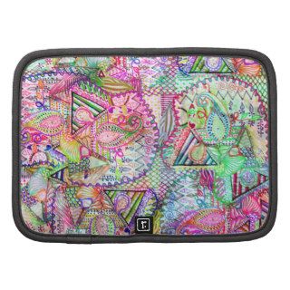 Abstract Girly Neon Rainbow Paisley Sketch Pattern Organizers