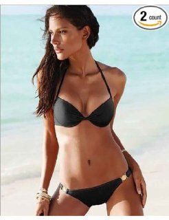 Ankin 2pcs Hot Sexy Ladies Women Push up Padded Beach Bikini Trikini Swimsuit Swimwear (Black, S) Sports & Outdoors