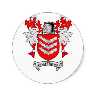 ARMSTRONG Family Crest Round Stickers
