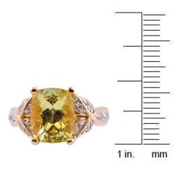 Michael Valitutti 14k Gold Canary Apatite and 1/6ct TDW Diamond Ring (I J, I1 I2) Michael Valitutti Gemstone Rings
