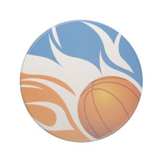 Flaming Basketball Blue and Orange Coasters