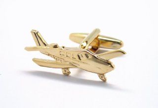 Gold Tone Cessna Airplane Cufflinks Cuff Links Jewelry