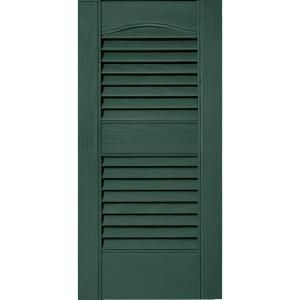Builders Edge 12 in. x 25 in. Louvered Vinyl Exterior Shutters Pair in #028 Forest Green 010120025028