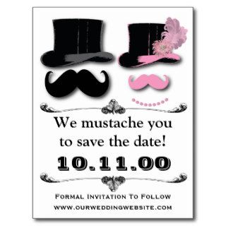 Mustache Save The Date Card Postcard