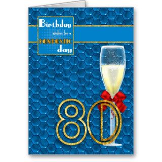80th Birthday   Geometric Birthday Card Champagne