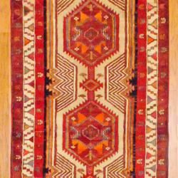 Persian Hand knotted Hamadan Navy/ Ivory Wool Rug (3'4 x 13'2) Runner Rugs