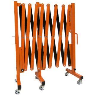 Versa Guard VG 2015 C Aluminum/Steel Expandable Portable Safety Barricade with Non Marking 2" Caster and Brake, 39" Height, 20" to 182" Expanded Width, Orange/Black Industrial Safety Chain Barriers