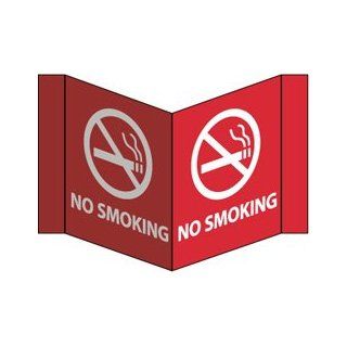NMC VS9W Visi Sign, Legend "NO SMOKING" with Graphic, 9" Length x 6" Height, PVC Plastic, White