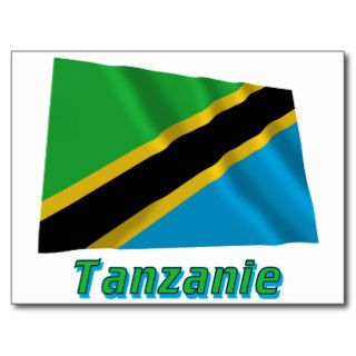 Drapeau Tanzanie avec le nom en français Postcards