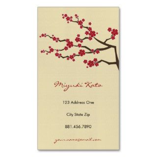 Red Sakuras Oriental  Zen Cherry Blossoms Business Card