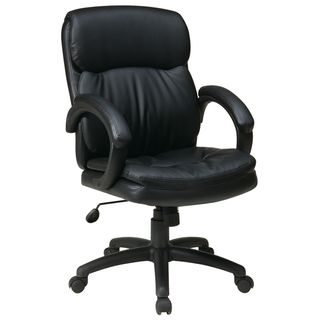Work Smart Black Eco Leather Mid back Contour Executive Chair Office Star Products Executive Chairs