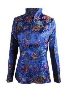 Colorful Flowers Blue Silk Brocade Jacket