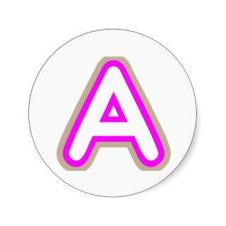 ALPHABETS AAA PINK ROUND STICKERS