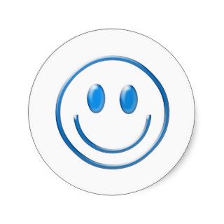 Blue Glass Smiley Face Sticker