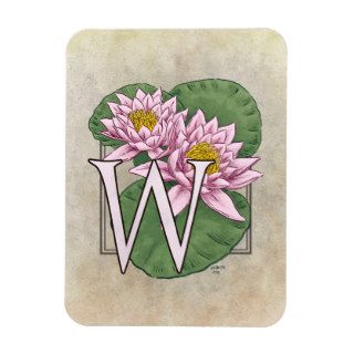 Water Lily Flower Monogram Vinyl Magnets