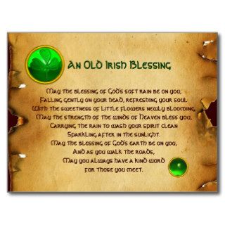 An Old Irish Blessing For Luck Parchment Post Cards