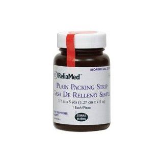 Reliamed Plain Packing Strip 1/2" X 5 Yds, Sterile, Latex Free Each Bottle Has a Special Patent pending Strip Delivery System That Ensures Packing Material Is Kept Clean and Tangle free, with the End Always Easy to Locate At the Top of the Bottle  Ot