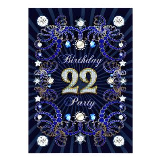 22nd birthday party invite with masses of jewels