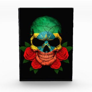 Ethiopian Flag Skull with Red Roses Awards