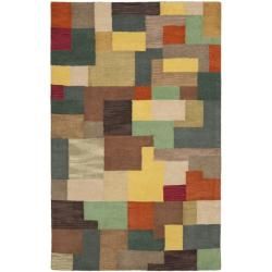 Handmade New Zealand Wool Deco Square Rug (7'6 x 9'6) Safavieh 7x9   10x14 Rugs