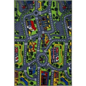 LA Rug Inc. Fun Time Driving Time Multi Colored 5 ft. 3 in. x 7 ft. 6 in. Area Rug DISCONTINUED FT GIDR001 5376