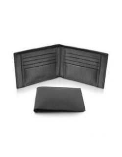 Giorgio Fedon 1919 Class   Men's Black Grained Leather Billfold Wallet Clothing