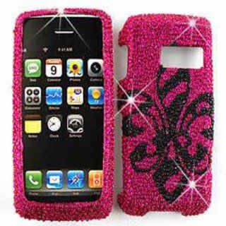 LG Rumor Touch LN510 Full Diamond Crystal, Black Royal Badge on Pink Hard Case/Cover/Faceplate/Snap On/Housing/Protector Cell Phones & Accessories