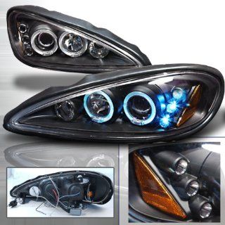 99 00 01 02 03 04 05 Pontiac Grand Am Halo Projector Headlights   Black (Pair) Automotive